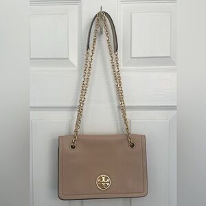 Tory Burch Pebbled Leather Shoulder Bag/ Cross Body in Light Tan
